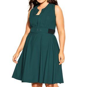 City Chic Vintage Veronica Dress - Sea Green - Plus Size